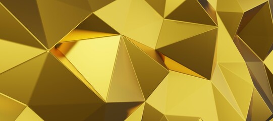 Abstract. Geometric polygon gold background. 3d render.
