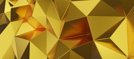 Abstract. Geometric polygon gold background. 3d render.