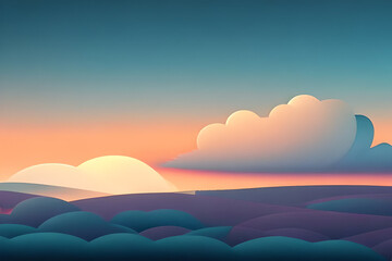 Fototapeta na wymiar Beautiful colorful sky blue cloud minimalist illustration background and backdrop. Material design element and 3d render. Generative AI.