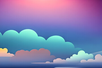 Beautiful colorful sky blue cloud minimalist illustration background and backdrop. Material design element and 3d render. Generative AI.