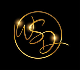 Golden Monogram Logo Initial Letters WSD
