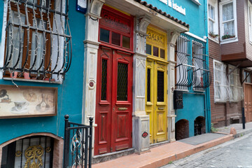 Fototapeta na wymiar Traditional houses at Balat District in Istanbul, Turkey.