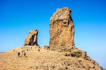Roque Nublo volcanic rock on the island of Gran Canaria, Canary Islands, Spain - 588083375