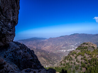 Walking from Roque Nublo to Tejeda on the island of Gran Canaria, Canary Islands, Spain - 588083385