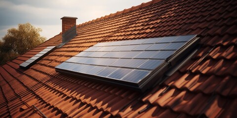 Solarzellen auf dem Dach für nachhaltige Enegry der Zukunft, ai generativ