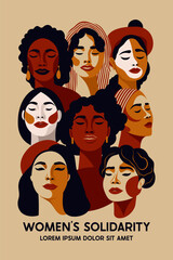 Set of various faces of women