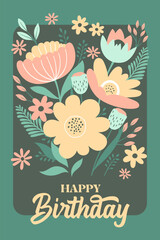 Happy Birthday Floral Greeting Card - 588084335
