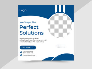 social media post template. Editable square banner design with place for the photo.