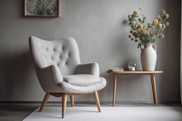 modern minimalist workspace with a desk and chair. Generative AI