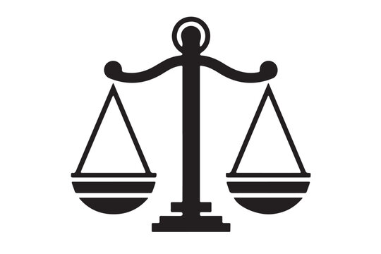 Flat Law Symbol Icon Vector Illustration with Scale of Justice Sign