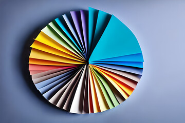 Rainbow colorful paper circle background. Template illustration for design material, element and backdrop. Generative AI.