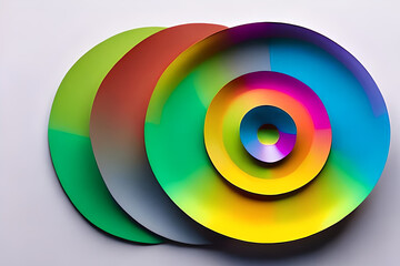 Rainbow colorful paper circle background. Template illustration for design material, element and backdrop. Generative AI.