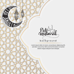 social media post template in square background with simple ornament design for Eid Mubarak. Good template for islamic celebration design