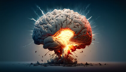 Concept of a human brain exploding with knowledge and creativity. generative ai - 588088117