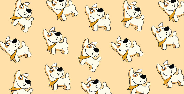 Funny dogs collection, seamless pattern hand drawn dogs.