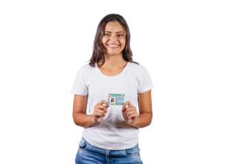Brazilian woman, with driver's license, license to drive. Brazilian document.