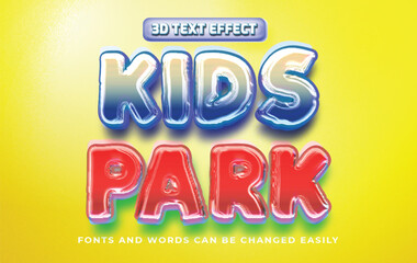 Kids park playful 3d editable text effect style