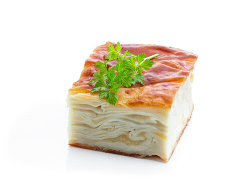 Cheese puff pie khachapuri achma isolated on white