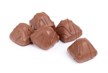 Chocolate candies on white background