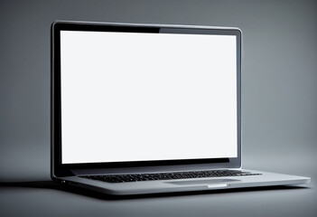 Close-up view of open blank screen laptop computer, AI Generated