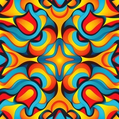 Psychedelic pattern, kaleidoscopic seamless background