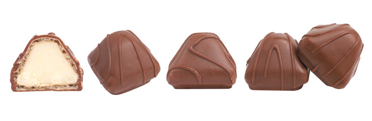 Chocolate candy, transparent background, close-up