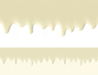 High realistic seamless cream flowing drops. Vector illustration isolated on transparent background. Easy to use on different backgrounds. EPS10.