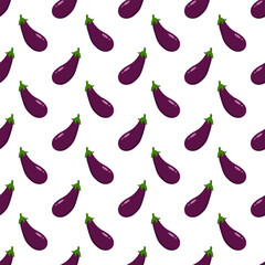 Eggplant seamless pattern on white background