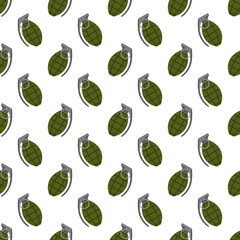 Grenade  on seamless vector pattern.