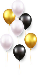 white gold black balloons