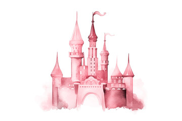 Magic pink fairy tale castle. - obrazy, fototapety, plakaty