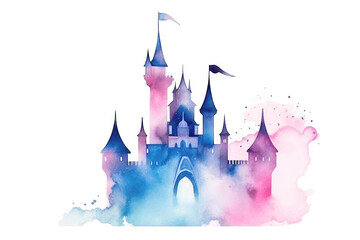 A magic castle. Fairy tale castle illustration. Generative AI. - obrazy, fototapety, plakaty