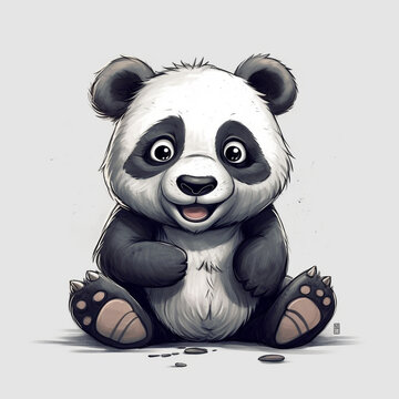 Fr&ouml;hlicher Panda, Vektor, Cartoon Art