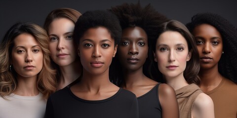Obraz premium Geschäftsleute im Team Frauen Gesichter Multikulti Nahaufnahme, ai generativ