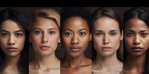 Obraz premium Geschäftsleute im Team Frauen Gesichter Multikulti Nahaufnahme, ai generativ