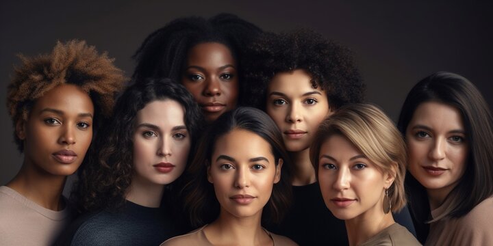 Gesch&auml;ftsleute im Team Frauen Gesichter Multikulti Nahaufnahme, ai generativ