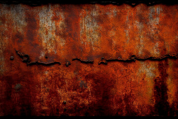 Rust or rusty metal background wallpaper grungy pattern. Metallic corrosion steel grunge scratched surface texture. Ai generated