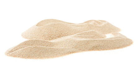 Fototapeta na wymiar Pile of dry beach sand on a white background. Desert sand.