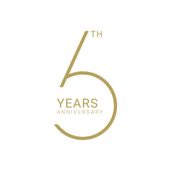 6, 6th Year Anniversary Logo, Vector Template Design element for birthday, invitation, wedding, jubilee and greeting card illustration.