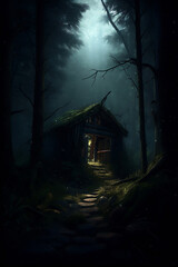 Fototapeta na wymiar haunted house in the forest