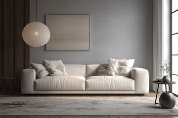 Fototapeta na wymiar cozy living room in black and white. Generative AI