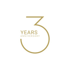 3, 3rd Years Anniversary Logo, Vector Template Design element for birthday, invitation, wedding, jubilee and greeting card illustration.
