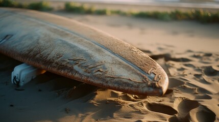 Fototapeta premium Worn by the Waves: A Close-Up of a Surfboard's Texture and History, AI Generative 
