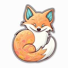 Obraz premium Cute smiling fox sticker. Generative ai