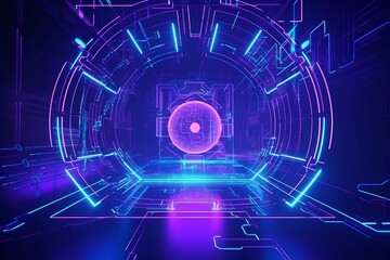 Obraz premium Circular abstract technology background. Generative ai