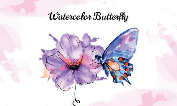 Watercolor Butterfly, butterfly on the flowers, butterflies, Lovely watercolor Butterfly, butterflies design.