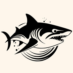 Shark vector for logo or icon, drawing Elegant minimalist style,abstract style Illustration	