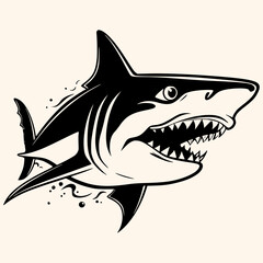 Shark vector for logo or icon, drawing Elegant minimalist style,abstract style Illustration	