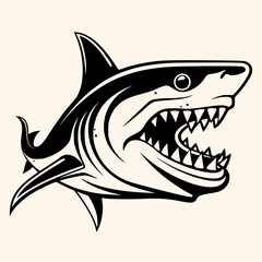 Shark vector for logo or icon, drawing Elegant minimalist style,abstract style Illustration	