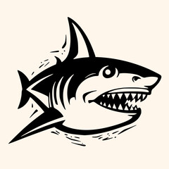 Shark vector for logo or icon, drawing Elegant minimalist style,abstract style Illustration	